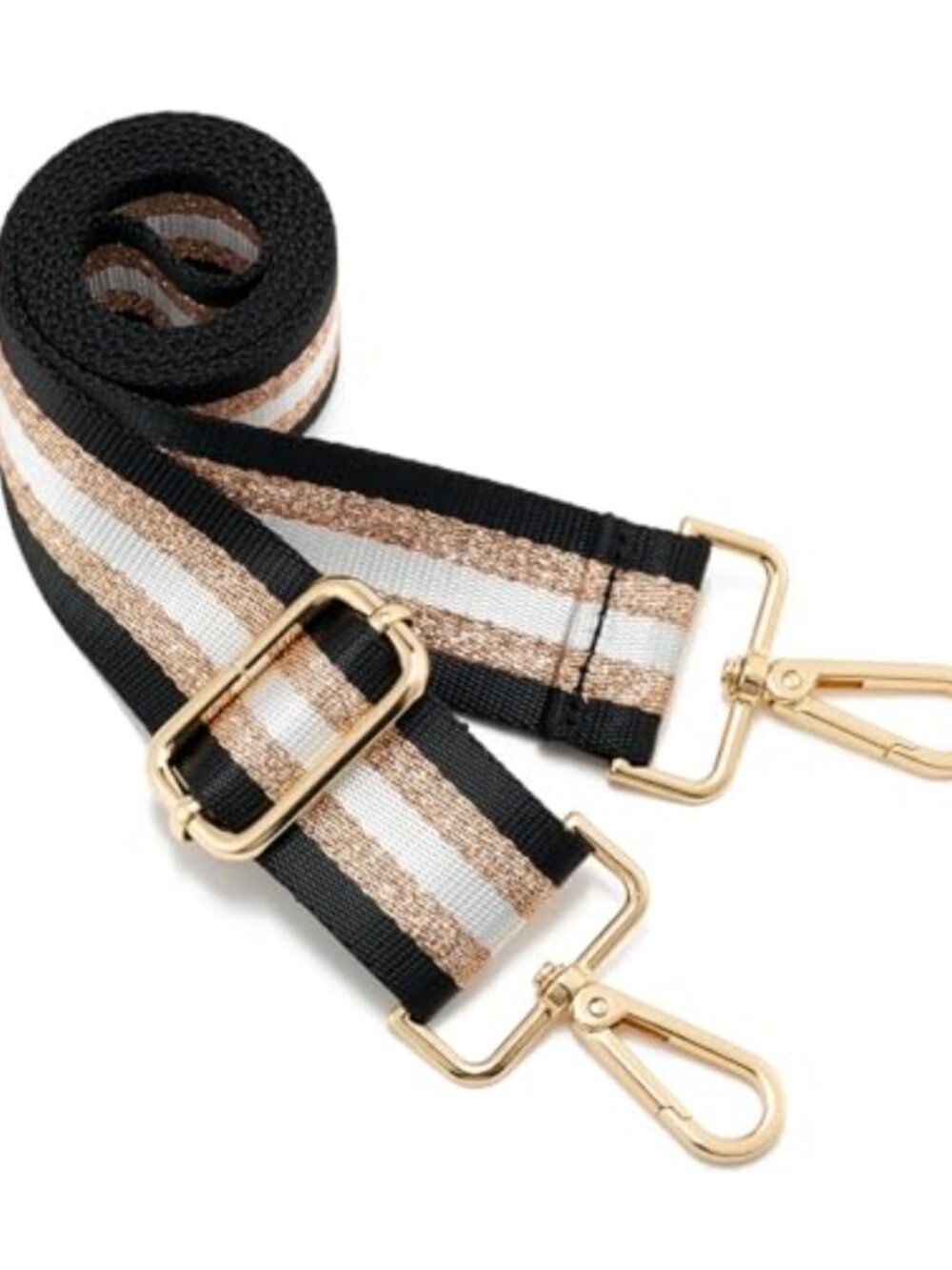 Adjustable Crossbody Purse Strap Woven Polycotton Gold Buckle 27.5-51" Wide